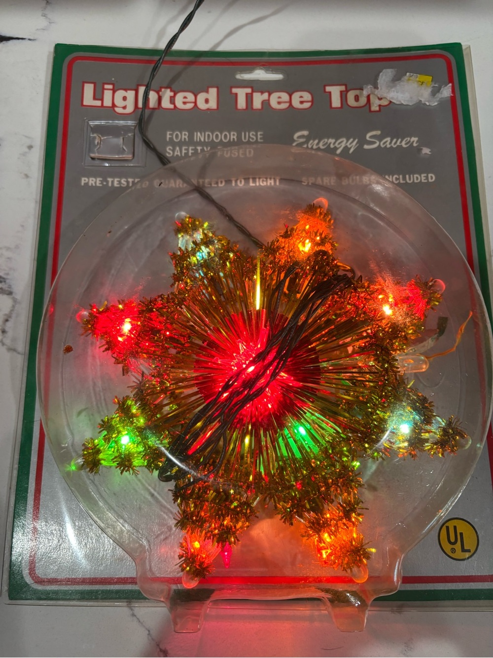 Vintage Lighted Star Tree Topper - Multicolor